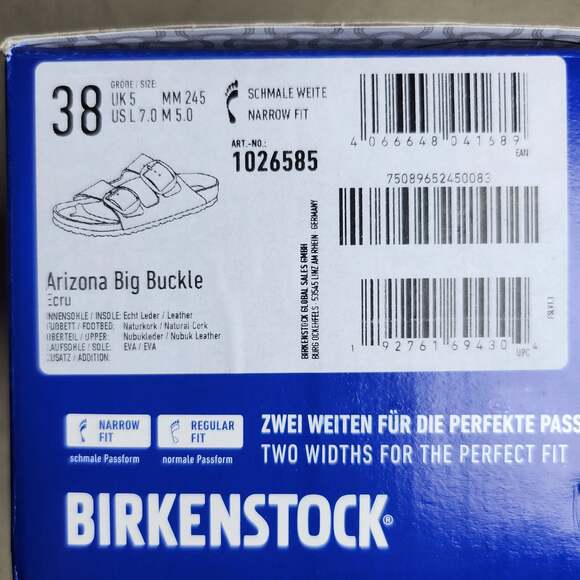 Birkenstock Arizona Big Buckle Ecru, Size 38/US 7W Narrow Fit - Picture 7 of 7